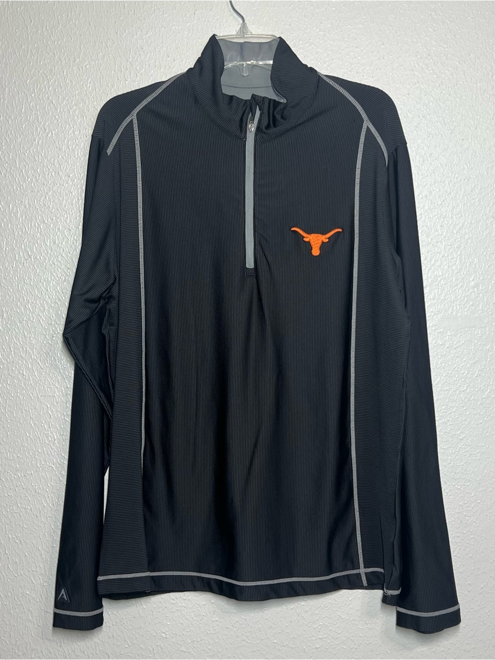 Texas Longhorns Antigua Black 1/4 Zip Pullover Mens Size Large Game Day Golf